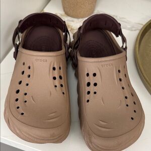 CROCS Tan Clogs with Adjustable Strap
